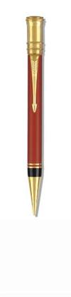 Parker Duofold Special Edition orange and black acrylic fountain pen and mechanical pencil set.